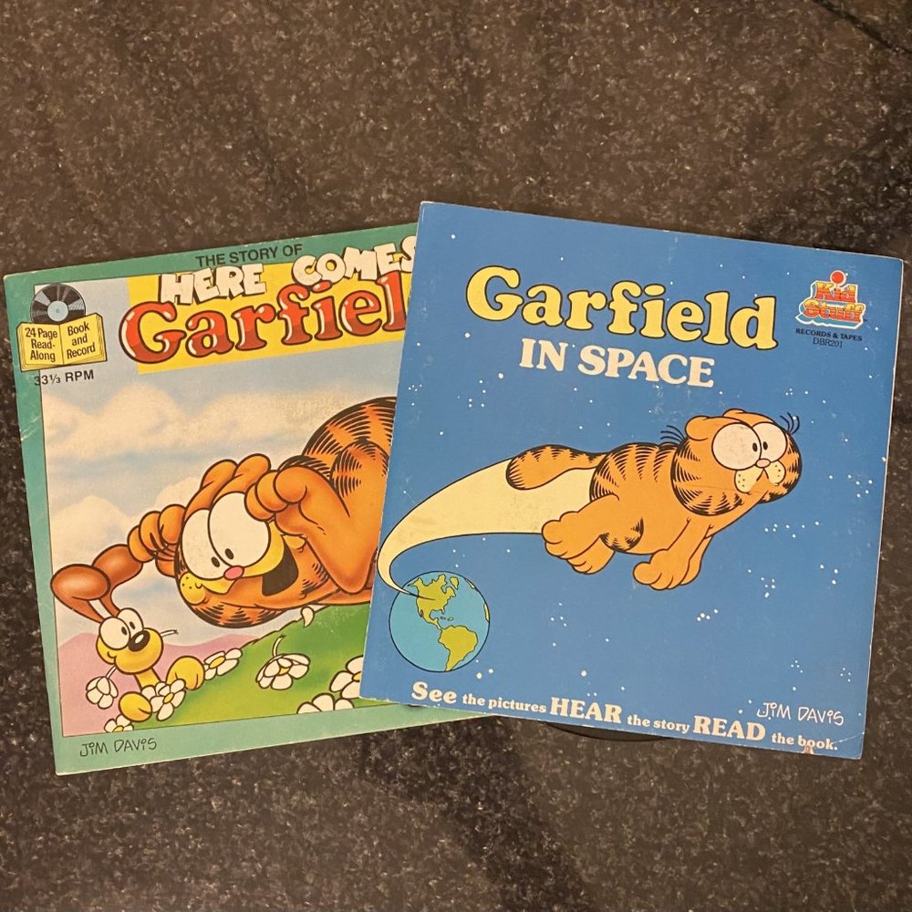Two Vintage Garfield Listen and Read Along Children's Books